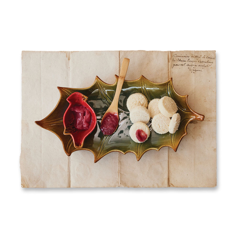 Stoneware Plate with Dish & Bamboo Spoon, Boxed Set of 3