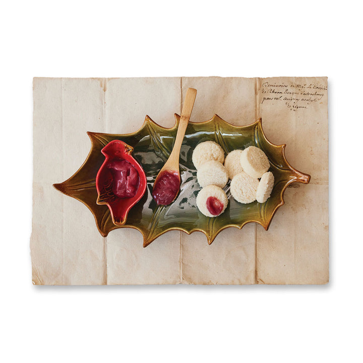 Stoneware Plate with Dish & Bamboo Spoon, Boxed Set of 3