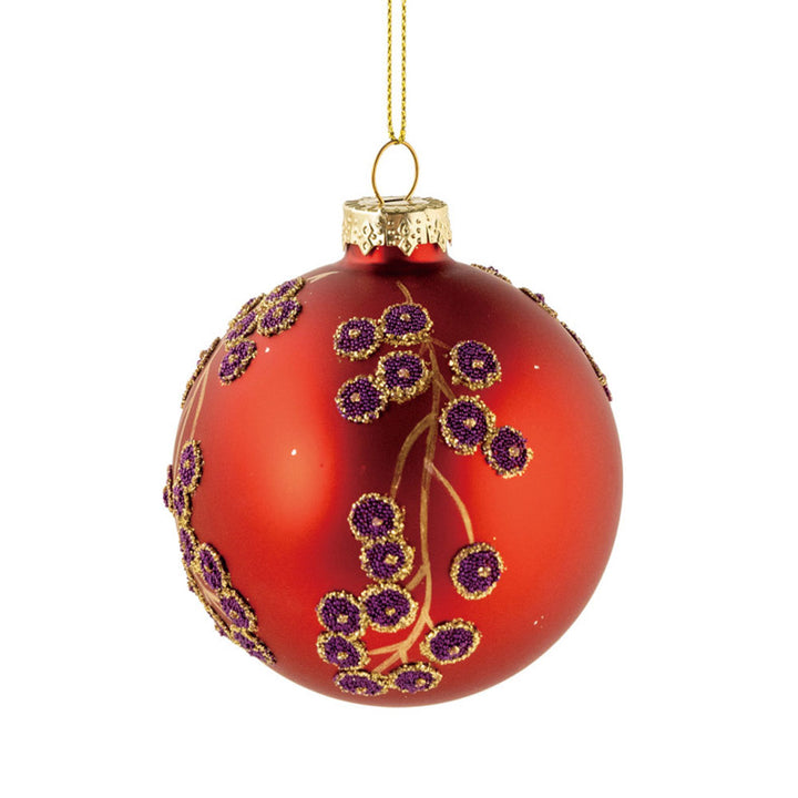 Glass Ball Ornament with Botanicals & Beads, 2 Colors