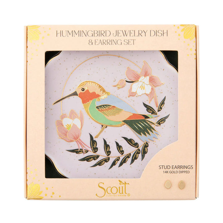 Hummingbird Earring and Trinket Dish Set