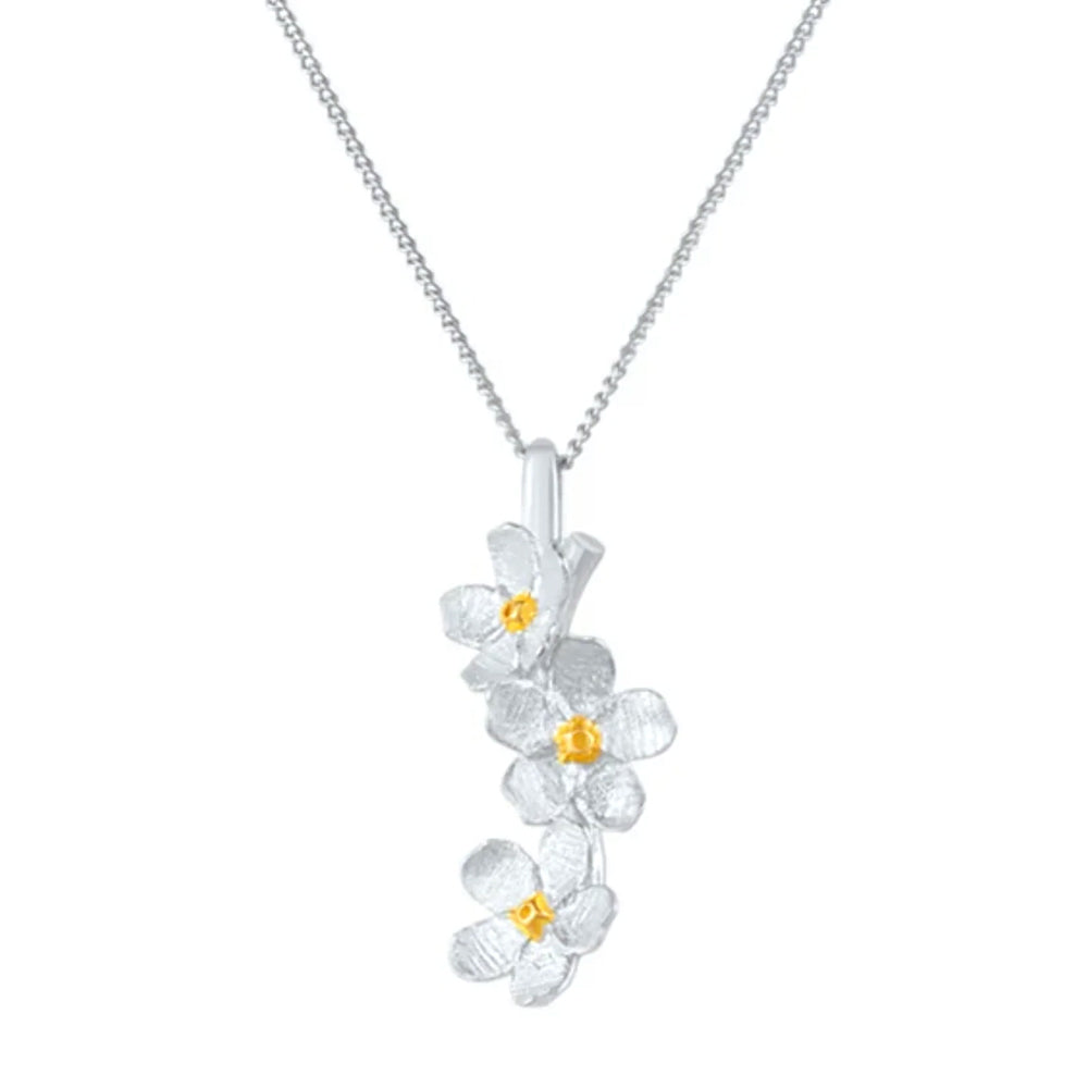 Cherry Blossom Cascade Silver Pendant Necklace