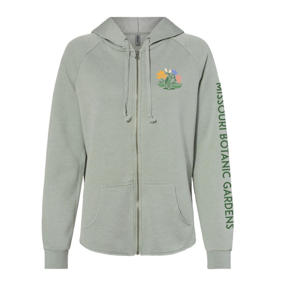 Missouri Botanical Garden Floral Women's Hooded Zip Sweatshirt
