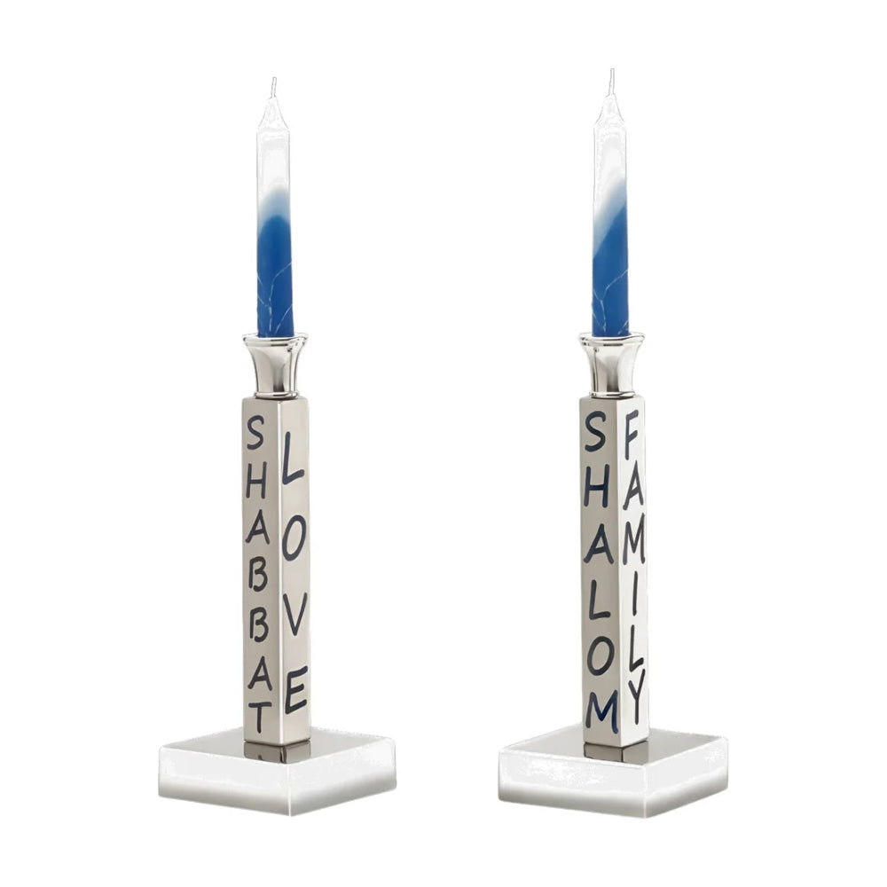Peace Love & Shabbat Candlesticks